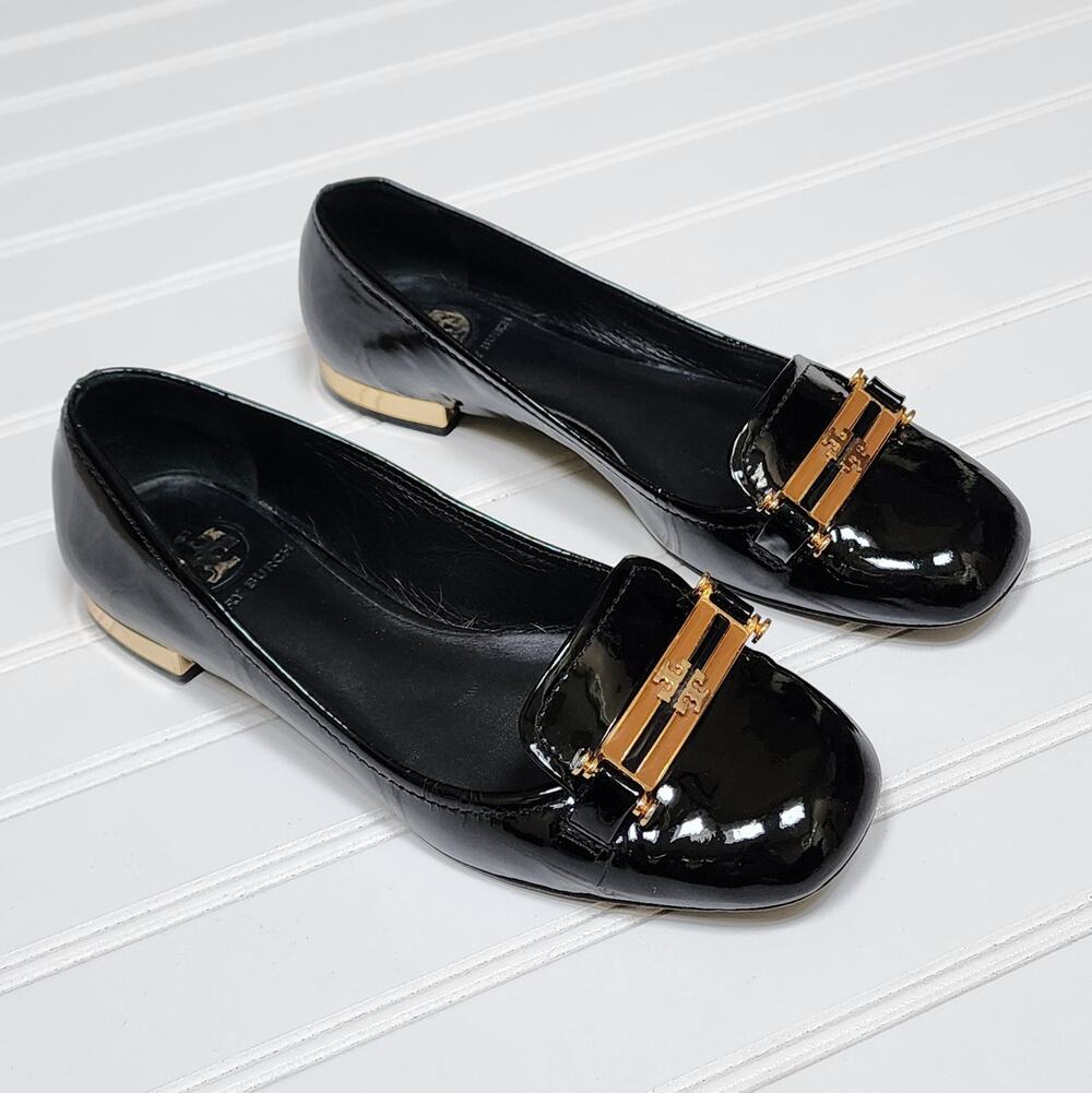 Tory Burch Women's Black Patent Leather Loafer Shoes Size 6.5